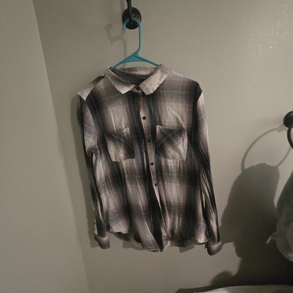 Men's Black and Gray Plaid Shirt